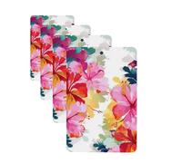 Hawaiian Flower Print Car Air Fresheners 4 Pcs Rectangle Hanging Car Air Freshener Fragrance Scented Cards Auto Mirror Pendant Aromatherapy Tablets For Car Home Office Closet Bathroom