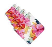 Hawaiian Flower Print Car Air Fresheners 4 Pcs Square Hanging Car Air Freshener Fragrance Scented Cards Auto Mirror Pendant Aromatherapy Tablets For Car Home Office Closet Bathroom