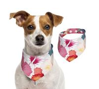Hawaiian Flower Print Dog Bandanas,Summer Bandanas for Dogs Washable Adjustable Dog Triangle Scarf Bibs Cute Pet Bibs for Medium Large Dogs Puppy and Cats Small
