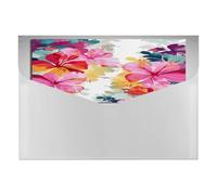 Hawaiian Flower Print File Folder with Snap&6 Pockets Reusable File Organizer Portable Document Paper Bill Receipt Organizer Plastic Envelopes for Office College Letter Size