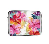 Hawaiian Flower Print Laptop Sleeve for Women Men, 15 Inch Waterproof Laptop Bag Lightweight Notebook Computer Cover Bag