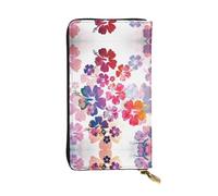 Hawaiian flower print Print Leather Long Clutch Wallet – Fashionable Personalized Wallet, Multiple Card Slots, Gift Ready, Black, One Size