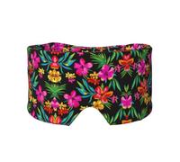 Hawaiian Flower Print Sleep Eye and Ear Muffs Mask - Adjustable Yoga Travel Headband, Keep Warm Shading Comfortable Aid