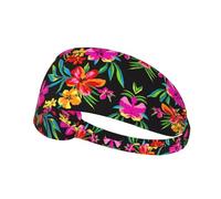 Hawaiian Flower Printing Double-Sided,Unisex Elastic Sports Headband,Ideal As A Gift For Sports-Loving Friends,Family