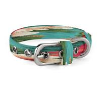 Hawaiian Flowers on Green Background Pet Collar, Adjustable Dog Collars with Buckle Stainless Steel D-Ring, Comfortable Collar for Small Medium Dogs and Cats