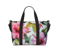 Hawaiian Flowers Print Print Travel Duffel Bag, Lightweight Water-Resistant Weekender Spacious Gym & Travel Bag for Men, Women & Teens
