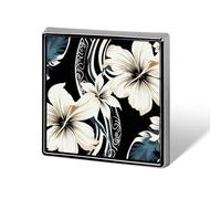 Hawaiian Flowers Suit Lapel Pin Fashion Lapel Pins for Men Women for Backpacks Funny Hat Brooch Pin Personalized Bag Lapels Badge Metal Novelty Buttons & Pins (Square)