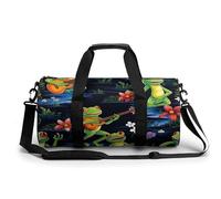 Hawaiian Frogs Play Guitar Gym Duffel Bag Sports Shoulder Backpack Travel Weekender Handbag for Men Women