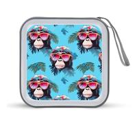 Hawaiian Gorilla Monkey CD Case 40 Capacity Plastic DVD Storage Box Sleeves Zippered Wallet