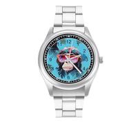 Hawaiian Gorilla Monkey Quartz Watch Stainless Steel Wrist Watches for Men Women Easy to Read