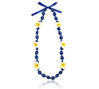 Hawaiian Graduation Lei 2026 with Kukui Nut Beads Flower Lei Necklace Ribbon Bow Tie Adjustable Ribbon Closure Graduation Leis for High School College Class of 2026 Grad Party Gift Decoration, One