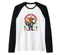 Hawaiian Grandpa Colorful Chicken Costume Summer Vacation Raglan Baseball Tee