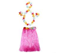 Hawaiian Grass Skirt Set with Flower Lei, Hula Dance