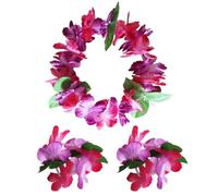 Hawaiian Headband Bracelet 6 Sets Polyester Cloth Floral Party | Tropical Print, Soft-touch Comfort, Luau Wedding Use, Coordinated Set for Teen Girls and Halloween Events
