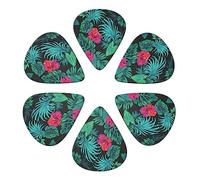 Hawaiian Hibiscus 6 Pack Guitar Picks with Organizer Storage Box, Thin-Medium-Heavy Picks Handmade Plectrums Guitar Plectrums Bass Ukulele Picks Acoustic Guitar Lovers Gift