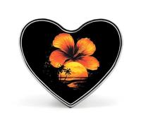 Hawaiian Hibiscus Sunset Flowers Heart Metal Brooches 1 Inch Memorial Badges Exquisite Decorations Pins for Clothing