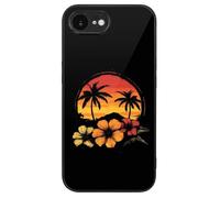 Hawaiian Hibiscus Sunset Palm Tree Printed Phone Case Cute Slim Glass Cellphone Protective Cover Unisex Compatible with iPhone 16/16 Plus/16 Pro/16 Pro Max/16 E