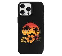 Hawaiian Hibiscus Sunset Palm Tree Printed Phone Case Slim Cute Cellphone Protective Cover Unisex Compatible with 16/16 Plus/16 Pro/16 Pro Max/16 E