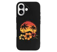 Hawaiian Hibiscus Sunset Palm Tree Printed Phone Case Slim Cute Cellphone Protective Cover Unisex Compatible with 16/16 Plus/16 Pro/16 Pro Max/16 E