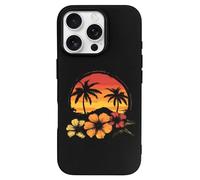 Hawaiian Hibiscus Sunset Palm Tree Printed Phone Case Slim Cute Cellphone Protective Cover Unisex Compatible with 16/16 Plus/16 Pro/16 Pro Max/16 E