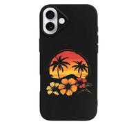 Hawaiian Hibiscus Sunset Palm Tree Printed Phone Case Slim Cute Cellphone Protective Cover Unisex Compatible with 16/16 Plus/16 Pro/16 Pro Max/16 E