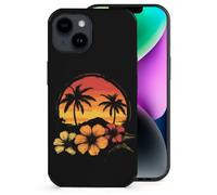 Hawaiian Hibiscus Sunset Palm Tree Printed Phone Case Slim Cute Microfiber Cellphone Protective Cover Unisex Compatible with iPhone 14/14 Plus/14 Pro/14 Pro Max