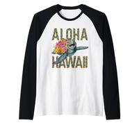 Hawaiian Honu Tribal Turtle Maori Sun Aloha Art Raglan Baseball Tee