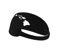 Hawaiian Islands Elastic Sweat Headbands for Women & Men, Non-Slip Wide Yoga Headband, Sports Workout Head Wrap for Running, Tennis, Gym, Fitness, Moisture Wicking