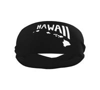 Hawaiian Islands Sports Sweatbands for Men & Women, Non-Slip Elastic Wristbands & Headbands for Basketball, Tennis, Workout, Gym, Yoga, Absorbent & Breathable (Black)