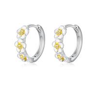 Hawaiian Jewellery for Women 925 Sterling Silver Plumeria Hoop Earrings Plumeria Flowers Jewellery Gifts for Women
