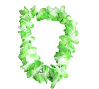 Hawaiian Lei Flower Necklace - Pack of 24 - Deluxe Thick Green Flower Necklace - Flower Garland Hawaii Hula Beach Party Fancy Dress Accessory