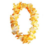 Hawaiian Lei Flower Necklace - Pack of 3 - Deluxe Thick Orange Flower Necklace - Flower Garland Hawaii Hula Beach Party Fancy Dress Accessory
