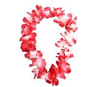 Hawaiian Lei Flower Necklace - Pack of 3 - Deluxe Thick Red Flower Necklace - Flower Garland Hawaii Hula Beach Party Fancy Dress Accessory