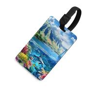 Hawaiian Life Sea Fish Luggage Tag for Suitcase Cute ID Tags Travel Baggage Identifier Labels Black-Style