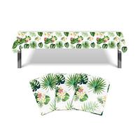 Hawaiian Luau Table Covers, 3 Pack Hawaiian Luau Tablecloths Disposable Plastic Rectangular Table Coverings, Aloha Tropical Palm Leaves Table Cloth for Summer Pool Beach Kids Birthday Party Decoration