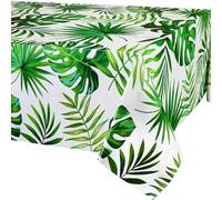 Hawaiian Luau Tablecloth, Jungle Party Decorations Table Cloth, Summer Party Decorations Tropical Palm Leaves Table Cloth Disposable Table Cover Spring Summer Wedding Birthday Beach Party Table Decor