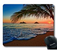 Hawaiian Mouse Pad, Pacific Sunrise at Lanikai Beach, Hawaii Colorful Sky Wavy Ocean Surface Scene,Customized Rectangle Non-Slip Rubber Mousepad Gaming Mouse Pad, 11.8" x 9.8"