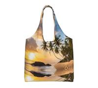 Hawaiian Palm Tree Print Canvas Tote Bags for Women Reusable Grocery Bag Large Gym Canvas Cloth Pouchportable Shopping Handbag