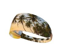 Hawaiian Palm Tree Print Non-Slip Elastic Running Headband, Sweat Absorbing Stretchy Hair Bands For Gym Yoga, Soft Skin-Friendly Foldable Workout Headband