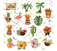 Hawaiian Party Decorations, Kaluofan 16PCS Flamingo Party Hanging Swirls Decorations, Tropical Party Decorations for Summer Beach Pool Birthday Festival Garden Party Decorations