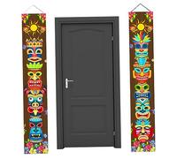 Hawaiian Party Decorations Tiki Luau Banner Tropical Party Door Sign for Aloha Moana Birthday Style 1