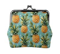 Hawaiian Pineapple Print Coin Purse for Women, Kiss-lock Change Purse Wallets, Small PU Leather Coin Purses