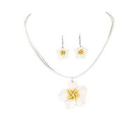 Hawaiian Plumeria Rubra Earrings Necklace Set Bohemia Tropical Flower Dangle Earrings Luau Beach Party Accessories for Women Jewelry, Zinc Resin, No Gemstone