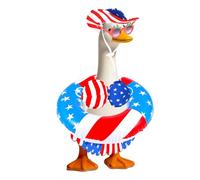 Hawaiian Porch Goose Outfit Summer Bikini Goose Outfit Fits 23" Geese Statue with Hat Sunglasses and Swimming Ring for Yard Decor(Style 1)