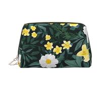 Hawaiian Print Leather Cosmetic Bag, Zip Pull Toiletry, Beauty Organiser, Small, Beauty Accessory, Cruelty Friendly, Gift for Her,17 X 7.5 X 11cm