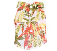 Hawaiian Print Pet Shirt | Breathable Cotton Dog & Cat T - Shirt | Sun Protection for Outdoor/Weddings/Beach | Easy Snap Buttons, Machine Washable (S)