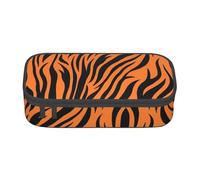 Hawaiian Print Summer Business Office Storage Bag Pencil Case Pencil Case Makeup Cosmetic Bag, Orange Tiger Stripe Pattern, Taglia Unica