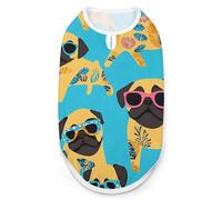 Hawaiian Pug Dogs with Tattoo Dog And Cat Clothes Pet Summer Sleeveless T Shirt Basic Vest L