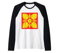 Hawaiian Quilt Pattern Royal Hawaii Ali'I Island Heritage Raglan Baseball Tee