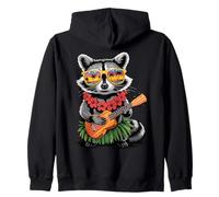 Hawaiian Raccoon Pineapple Ukulele Summer Vacation Zip Hoodie
